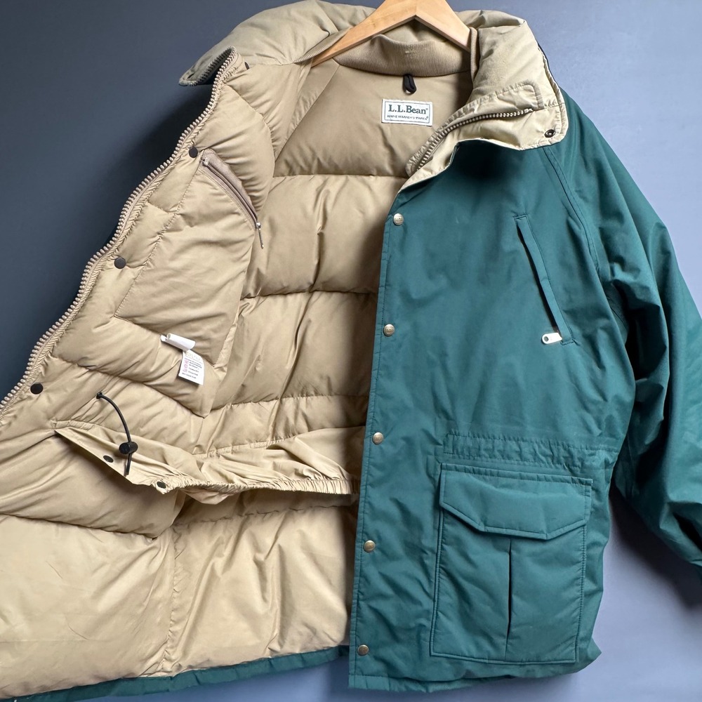 Vintage LL Bean Maine Wardens Parka Gore-Tex Down Green Mens XL NO HOOD 80s - Picture 3 of 9